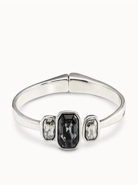 UNO de 50 Silver and Crystal Bangle Bracelet with hidden spring